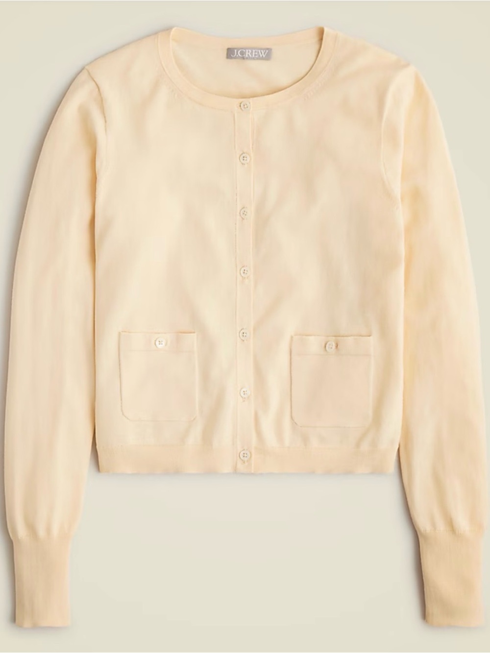 J. Crew Light Cream Button-Front Pocket Cardigan